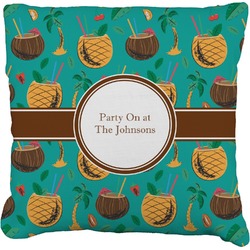 Coconut Drinks Faux-Linen Throw Pillow 16" (Personalized)