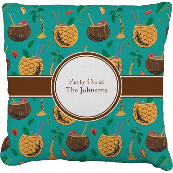 Custom Coconut Drinks Faux-Linen Throw Pillow 16" (Personalized)