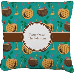 Coconut Drinks Faux-Linen Throw Pillow 18" (Personalized)