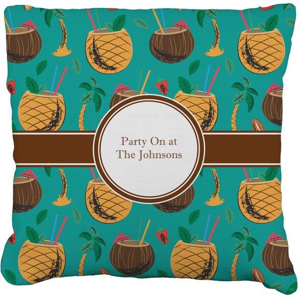 Custom Coconut Drinks Faux-Linen Throw Pillow 20" (Personalized)