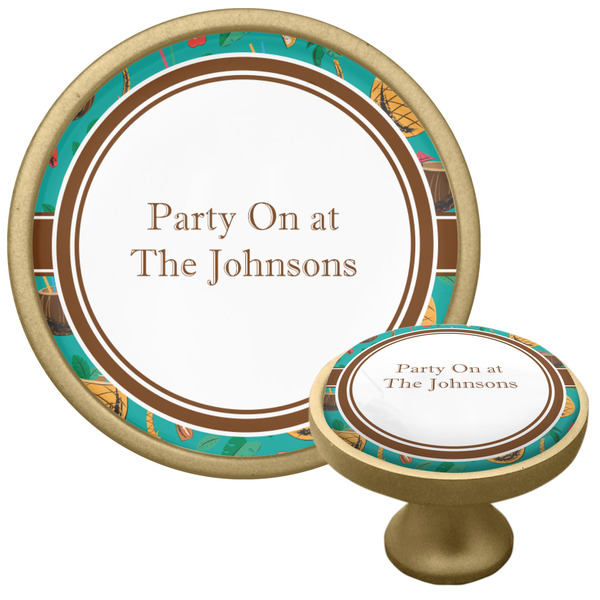 Custom Coconut Drinks Cabinet Knob - Gold (Personalized)