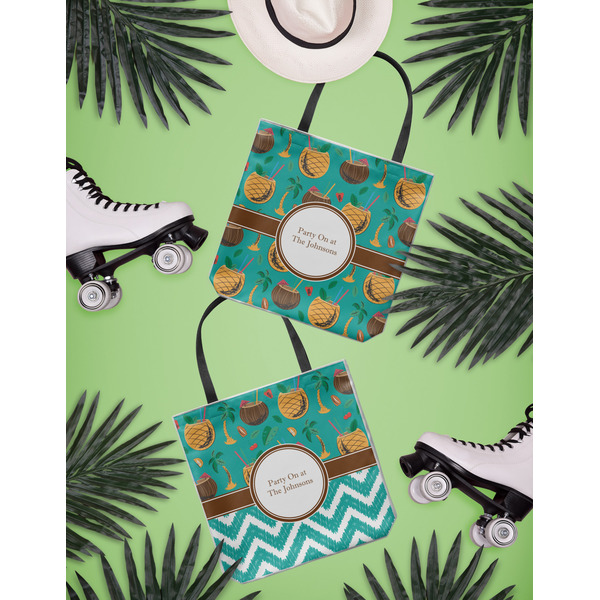 Coconut Drinks Canvas Tote Lifestyle Front and Back- 13x13