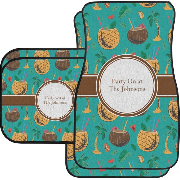 Custom Coconut Drinks Car Floor Mats Set - 2 Front & 2 Back (Personalized)