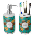Coconut Drinks Ceramic Bathroom Accessories Set (Personalized)