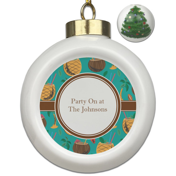 Custom Coconut Drinks Ceramic Ball Ornament - Christmas Tree (Personalized)
