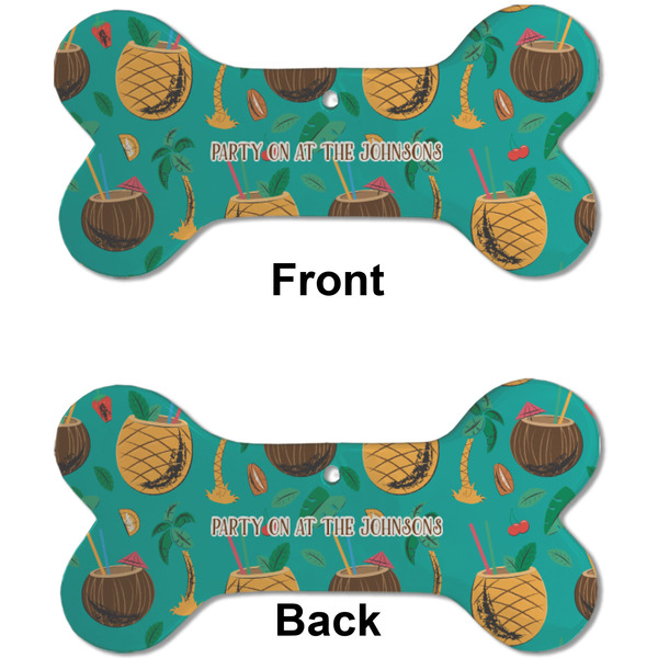 Coconut Drinks Ceramic Flat Ornament - Bone Front & Back (APPROVAL)