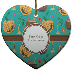 Coconut Drinks Heart Ceramic Ornament w/ Name or Text