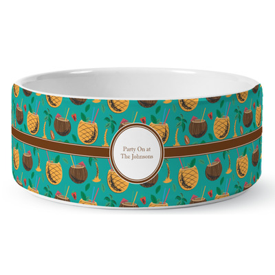 Coconut Drinks Ceramic Dog Bowl (Personalized)