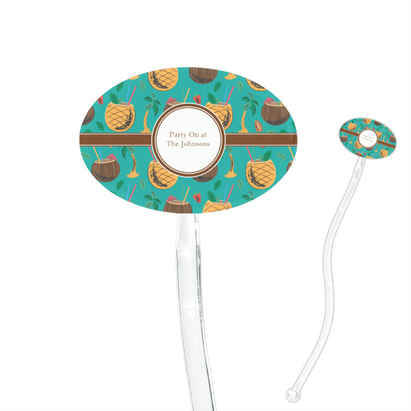 Custom Coconut Drinks 7" Oval Plastic Stir Sticks - Clear (Personalized)