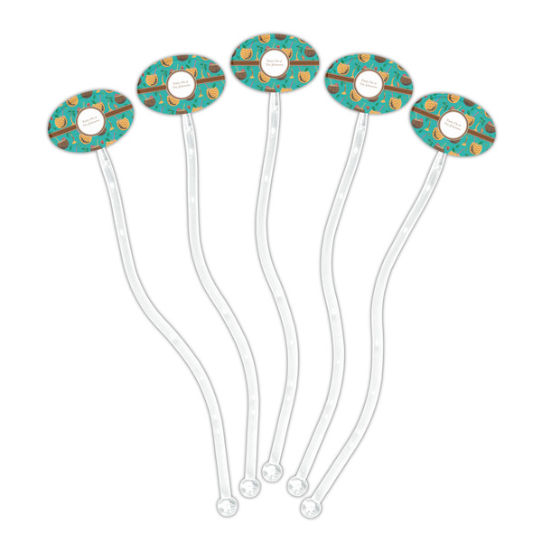 Coconut Drinks Clear Plastic 7" Stir Stick - Oval - Fan