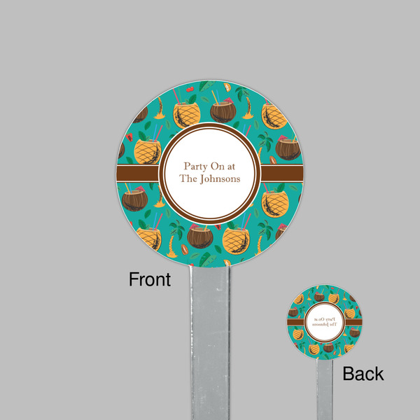 Coconut Drinks Clear Plastic 7" Stir Stick - Round - Front & Back