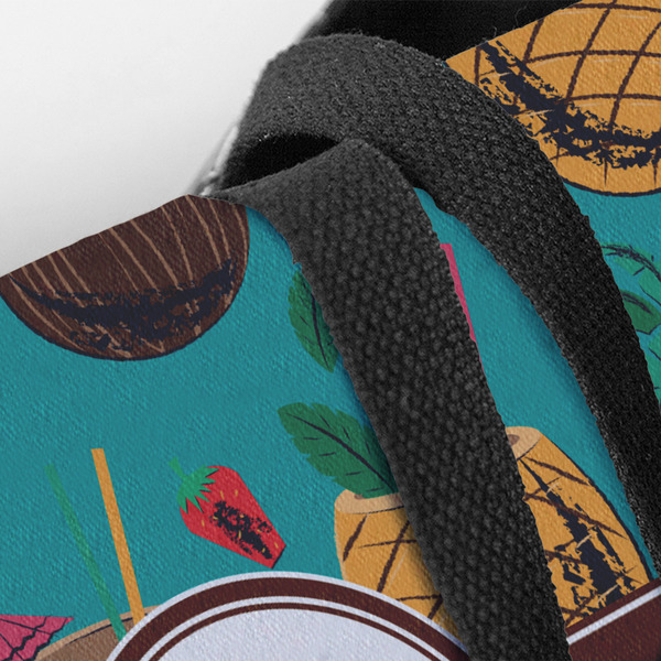 Coconut Drinks Closeup of Tote w/Black Handles