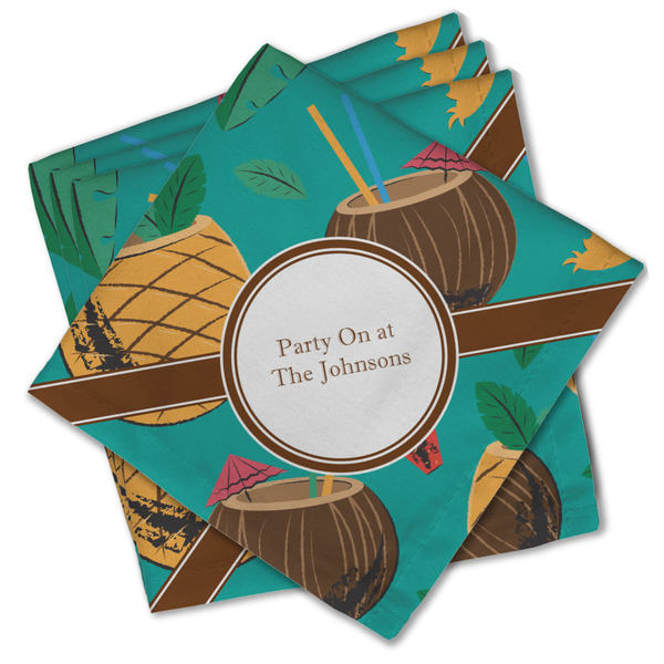 Custom Coconut Drinks Cloth Cocktail Napkins - Set of 4 w/ Name or Text