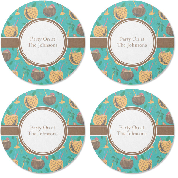 Coconut Drinks Coaster Round Rubber Back - Apvl