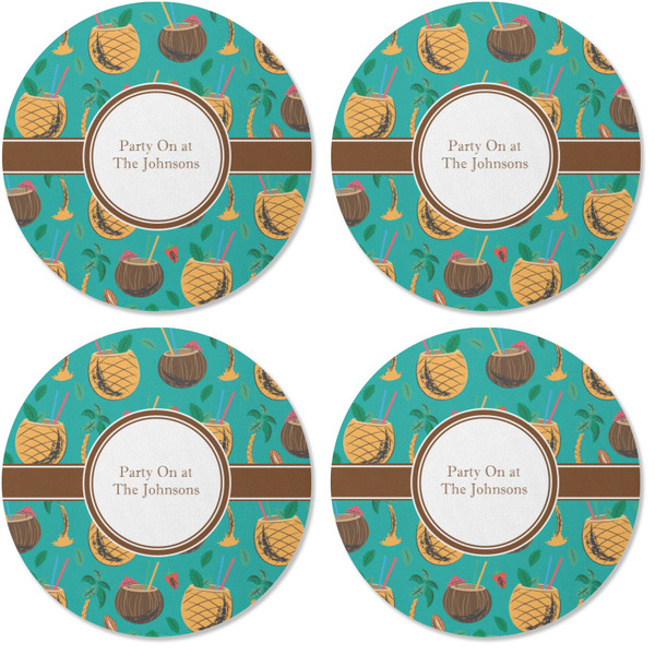Coconut Drinks Coaster Round Rubber Back - Apvl