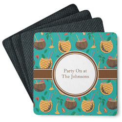 Coconut Drinks Square Rubber Backed Coasters - Set of 4 (Personalized)