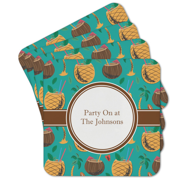 Custom Coconut Drinks Cork Coaster - Set of 4 w/ Name or Text