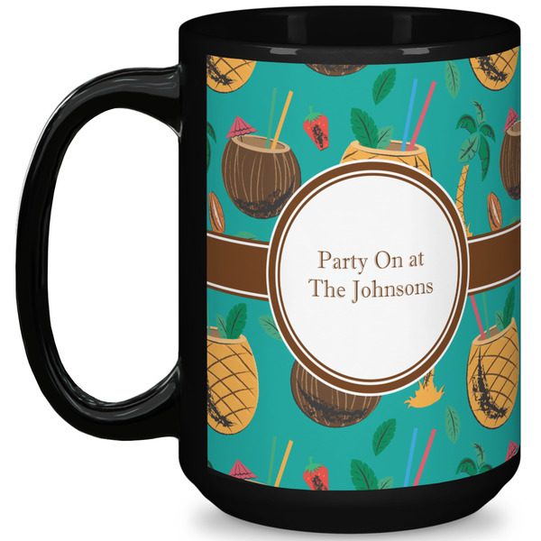 Custom Coconut Drinks 15 Oz Coffee Mug - Black (Personalized)