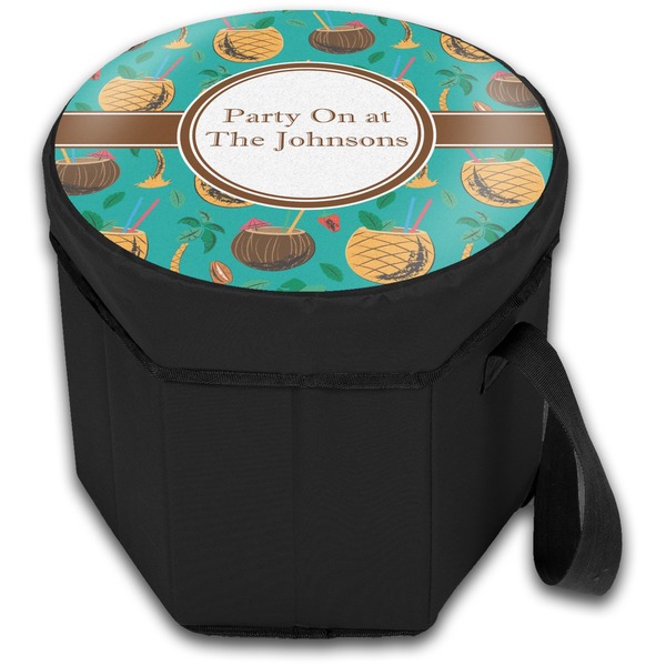 Coconut Drinks Collapsible Personalized Cooler & Seat (Closed)