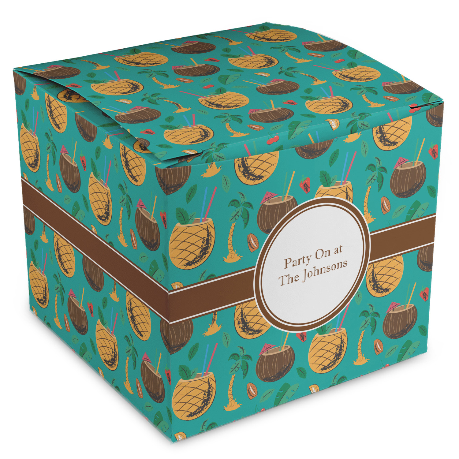 Custom Coconut Drinks Cube Favor Gift Boxes (Personalized