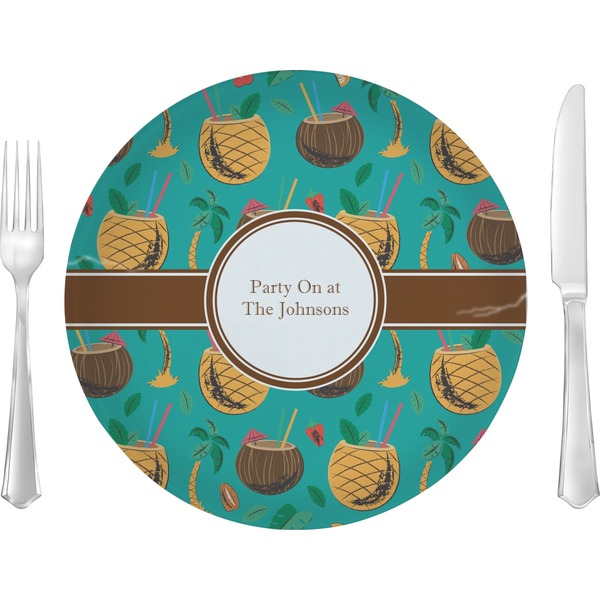 Custom Coconut Drinks 10" Glass Lunch / Dinner Plates - Single or Set (Personalized)