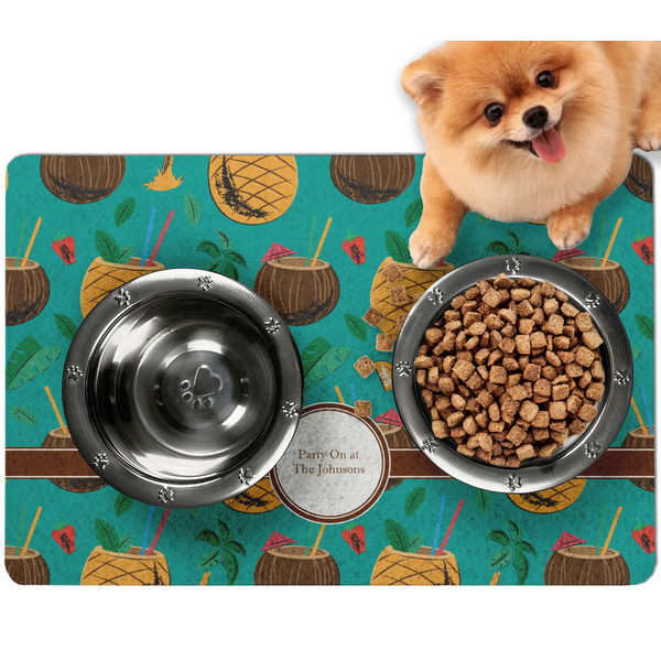 Custom Coconut Drinks Dog Food Mat - Small w/ Name or Text