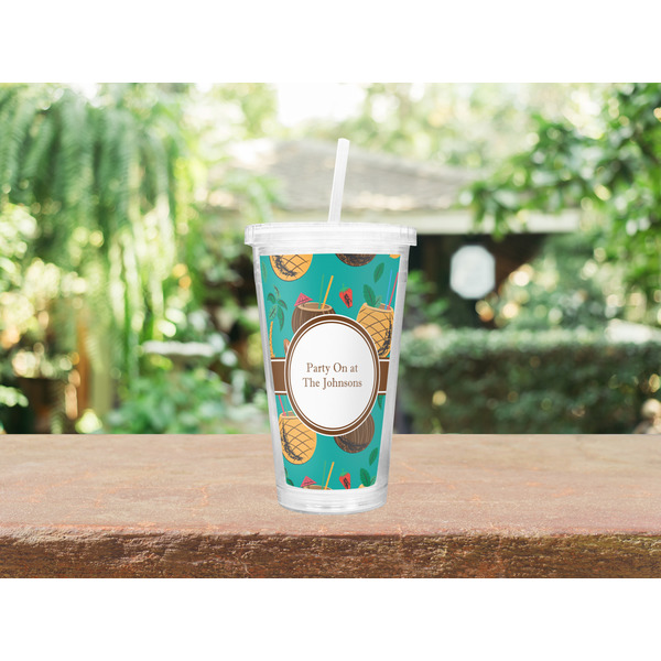 Coconut Drinks Double Wall Tumbler with Straw Lifestyle