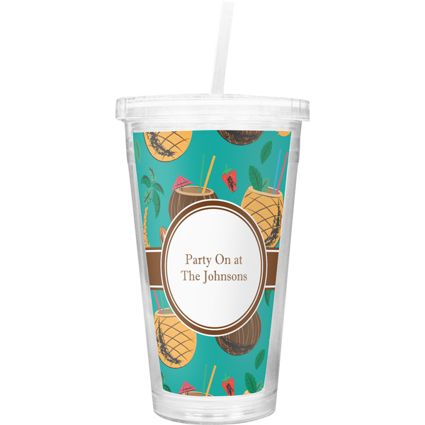 Custom Coconut Drinks Double Wall Tumbler with Straw (Personalized)