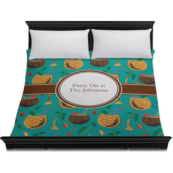 Coconut Drinks Duvet Cover - King - On Bed - No Prop