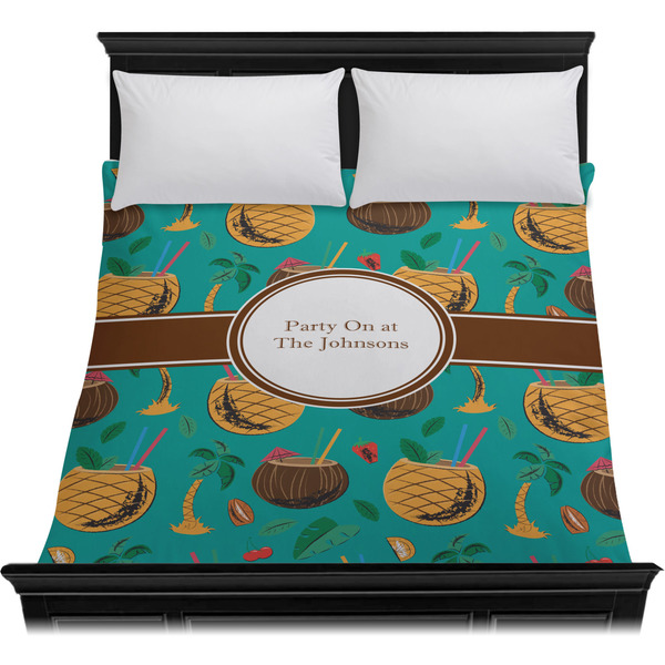 Coconut Drinks Duvet Cover - Queen - On Bed - No Prop