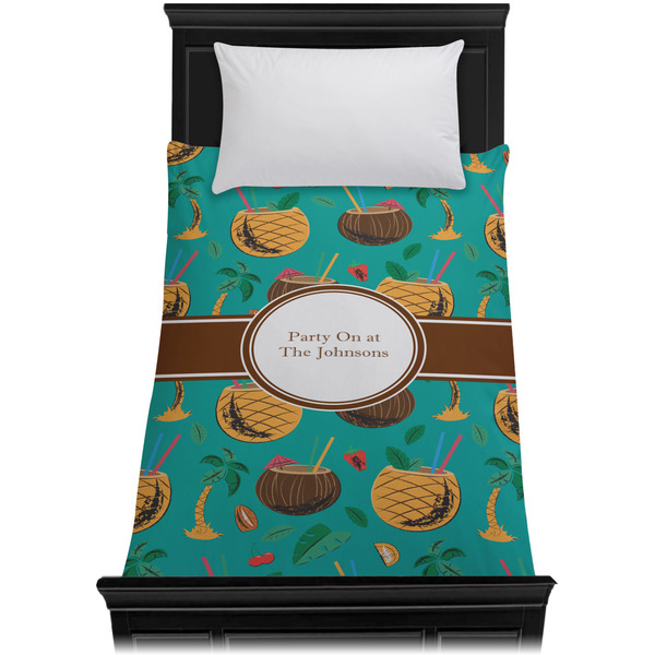 Coconut Drinks Duvet Cover - Twin - On Bed - No Prop
