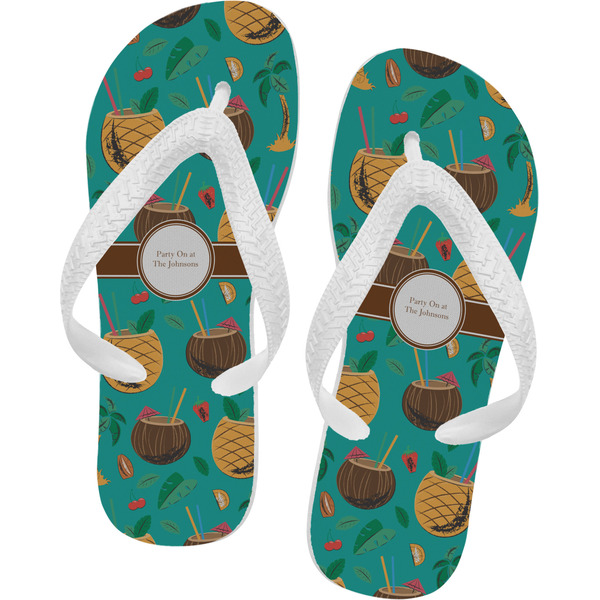 Custom Coconut Drinks Flip Flops - Large (Personalized)