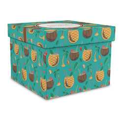 Coconut Drinks Gift Box with Lid - Canvas Wrapped - Large (Personalized)