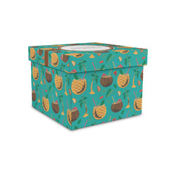 Coconut Drinks Gift Box with Lid - Canvas Wrapped - Small (Personalized)