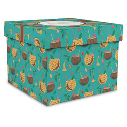 Coconut Drinks Gift Box with Lid - Canvas Wrapped - X-Large (Personalized)