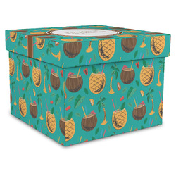 Coconut Drinks Gift Box with Lid - Canvas Wrapped - XX-Large (Personalized)