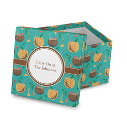 Coconut Drinks Gift Box with Lid - Canvas Wrapped (Personalized)