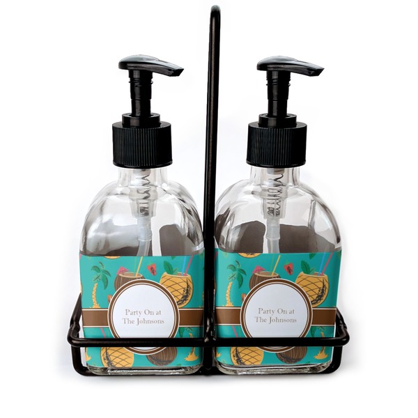 Custom Coconut Drinks Glass Soap & Lotion Bottle Set (Personalized)