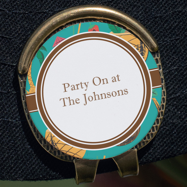 Coconut Drinks Golf Ball Marker Hat Clip - Gold - Close Up