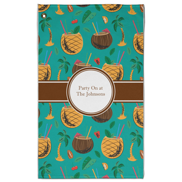 Custom Coconut Drinks Golf Towel - Poly-Cotton Blend w/ Name or Text