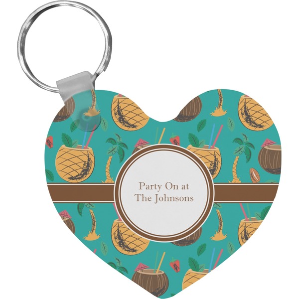 Custom Coconut Drinks Heart Plastic Keychain w/ Name or Text