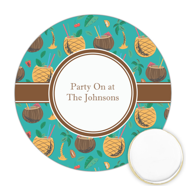 Custom Coconut Drinks Printed Cookie Topper - Round (Personalized)