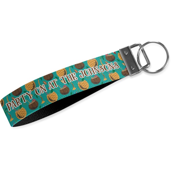 Custom Coconut Drinks Wristlet Webbing Keychain Fob (Personalized)