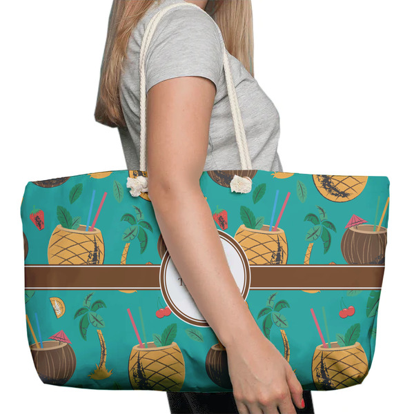 Coconut Drinks Large Rope Tote Bag - In Context View