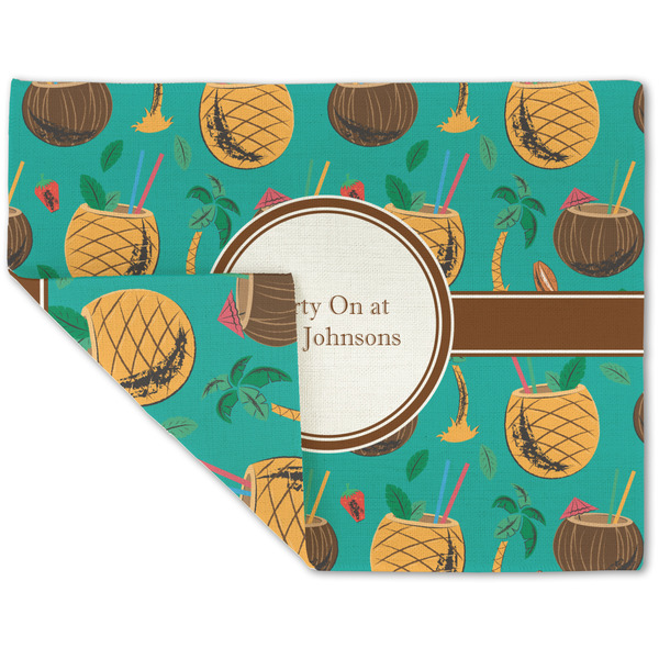 Custom Coconut Drinks Double-Sided Linen Placemat - Single w/ Name or Text