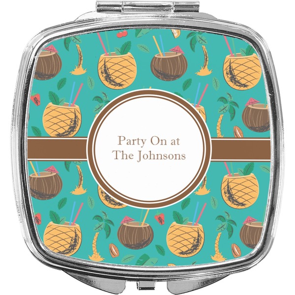 Custom Coconut Drinks Compact Makeup Mirror (Personalized)