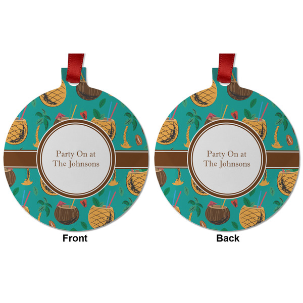 Coconut Drinks Metal Ball Ornament - Front and Back