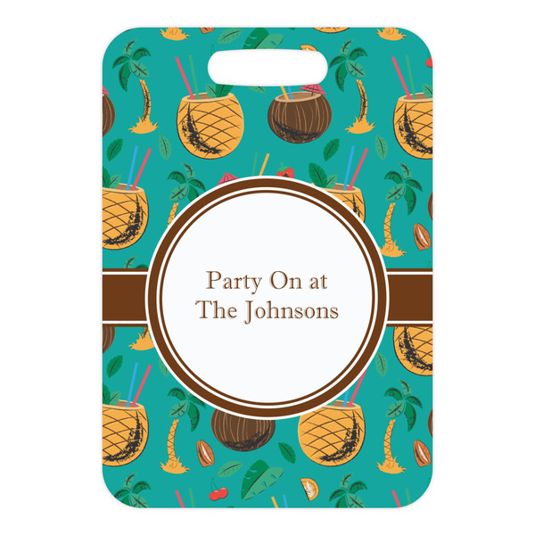 Coconut Drinks Metal Luggage Tag - Front Without Strap