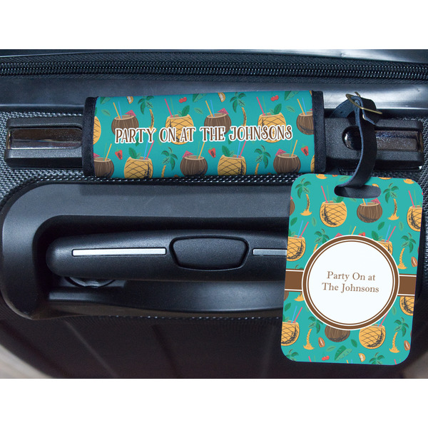 Coconut Drinks Metal Luggage Tag & Handle Wrap - In Context