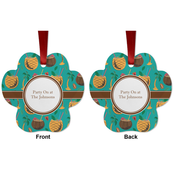 Coconut Drinks Metal Paw Ornament - Front and Back